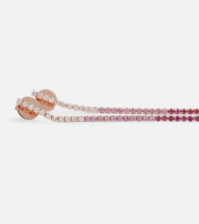 Shop Shay Jewelry Single Thread Drop 18kt Rose Gold Earrings With Diamonds In Pink Sapphire