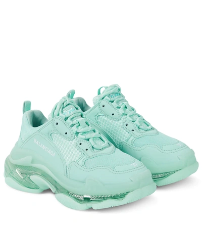 Shop Balenciaga Triple S Sneakers In Mint