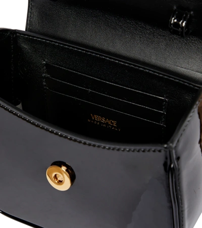 Versace Medusa Patent Chain Top-handle Crossbody Bag In Black- Gold