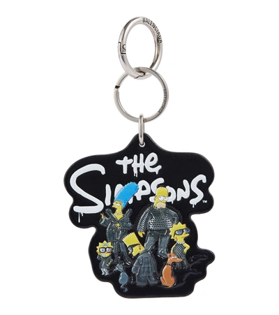 Shop Balenciaga X The Simpsons Tm & © 20th Television Leather Keychain In Black