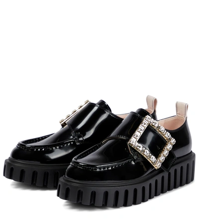 Shop Roger Vivier Viv' Go-thick Patent Leather Platform Loafers In Nero