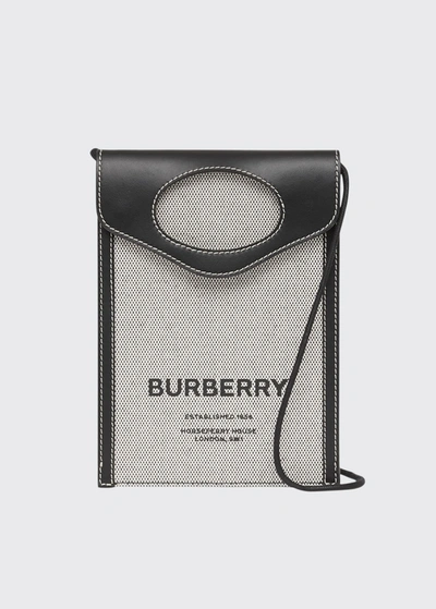 Shop Burberry Men's Canvas/leather Crossbody Card Case In Multi