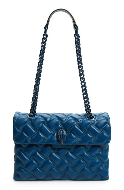 Shop Kurt Geiger Kensington Drench Leather Shoulder Bag In Navy