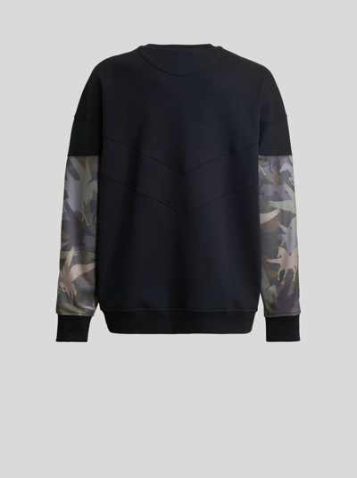 Shop Etro Patchwork Jersey Sweatshirt With  Cube Logo In Black
