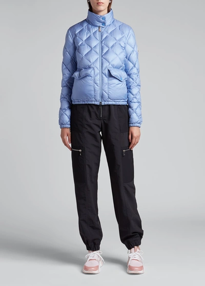 Shop Moncler Binic Diamond-quilt Jacket In Light Blue