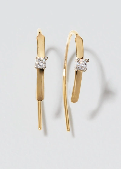 Shop Lana Mini Flat Hooked On Hoop Earrings With Diamonds, 15mm