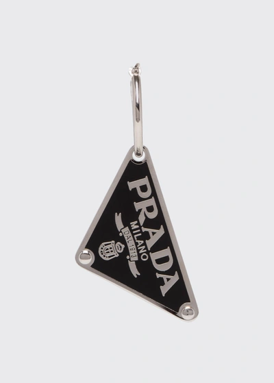 Shop Prada Enamel Triangle Logo Hoop Earring, Right