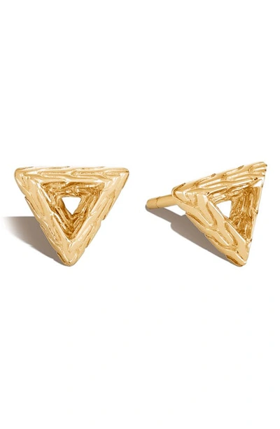 Shop John Hardy Tiga Triangle Stud Earrings In Gold