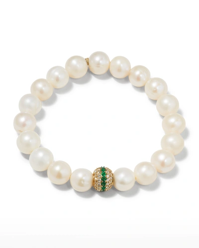 Shop Sydney Evan Potato Pearl, Diamond & Emerald Bracelet