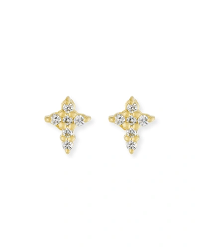 Shop Roberto Coin Mini Diamond Cross Stud Earrings