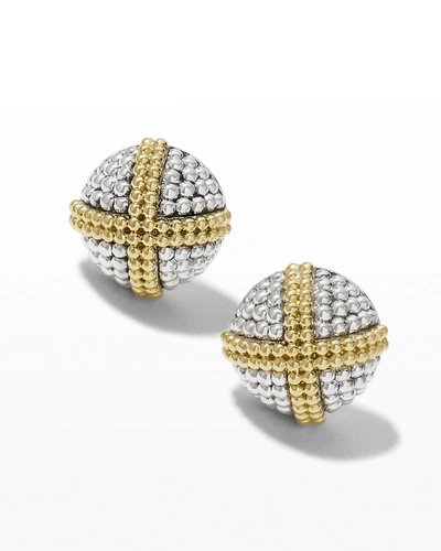 Shop Lagos Signature Caviar Two-tone Domed X-stud Earrings