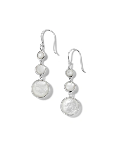 Shop Ippolita Lollipop Lollitini 3-stone Drop Earrings In Sterling Silver With Mother-of-pearl Doublet