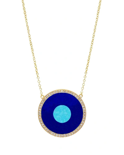 Shop Jennifer Meyer Lapis And Turquoise Evil Eye Necklace With Diamonds