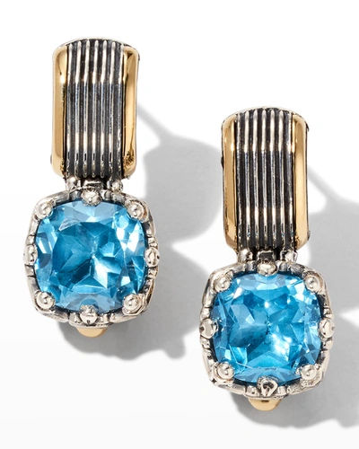 Shop Konstantino Delos Two-tone Swiss Blue Topaz Drop Earrings