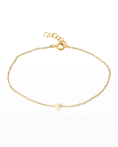 Shop Zoe Lev Jewelry 14k Gold Tiny Heart Bracelet With Diamond