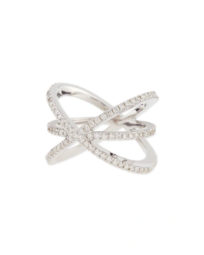 Shop Roberto Coin 18k White Gold Diamond Double-crisscross Ring