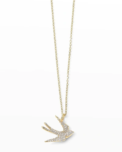 Shop Ippolita 18k Stardust Mini Pave Dove Pendant Necklace With Diamonds 0.23ctw
