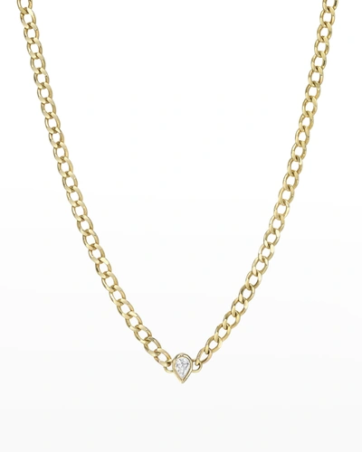 Shop Zoe Lev Jewelry 14k Gold Cuban Link Choker With Diamond Pear 0.15ct