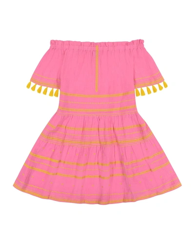 Shop Mer St. Barth Suri Mini Tassel Coverup Dress In Pink Cotton Voile