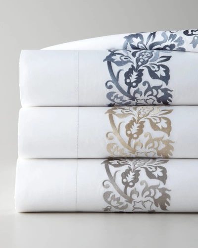 Shop Sferra Two King 406 Thread Count Plumes Embroidered Pillowcases In Gray