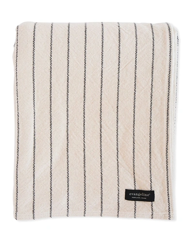 Shop Evangeline Linens Pinstripe Herringbone Cotton Blanket In Black