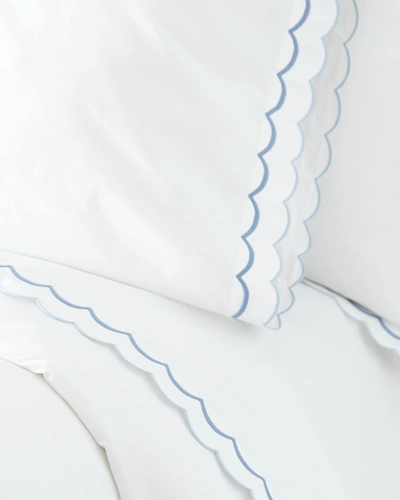 Shop Matouk Pair Of India King Pillowcases In White/blue