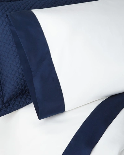 Shop Ralph Lauren Organic Sateen Border King Pillowcase In Light Blue