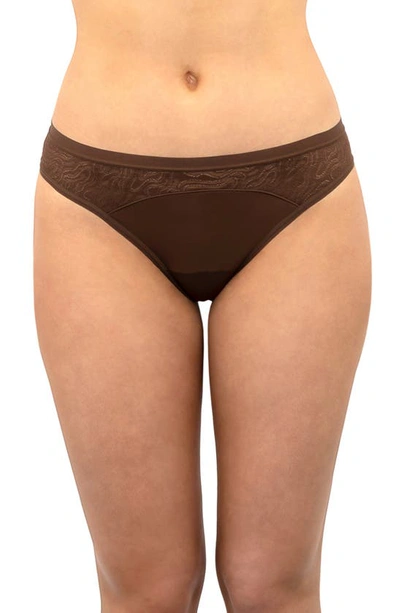 Shop Saalt Period & Leakproof Light Absorbency Lace Thong In Rich Earth