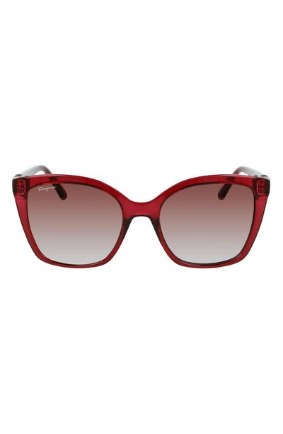 Shop Ferragamo Gancini 54mm Rectangular Sunglasses In Crystal Wine