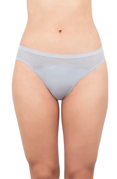 Shop Saalt Period & Leakproof Light Absorbency Lace Thong In Pebble Grey