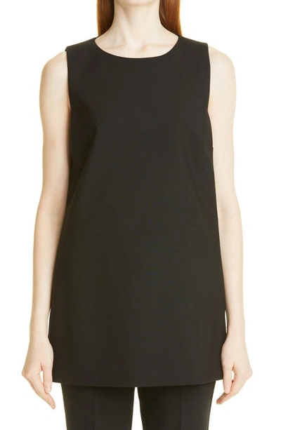 Shop Max Mara Stretch Wool Tunic Top In Nero