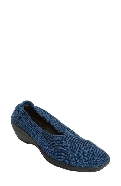 Shop Arcopedico Arcopédico Mailu Wedge Knit Shoe In Denim