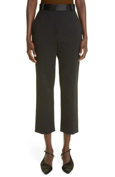 Shop Khaite Melie Slim Fit Crop Pique Pants In Black