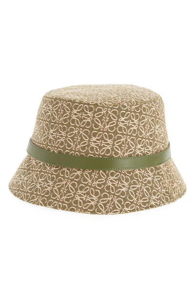 Shop Loewe Anagram Jacquard Bucket Hat In Green/ Avocado Green