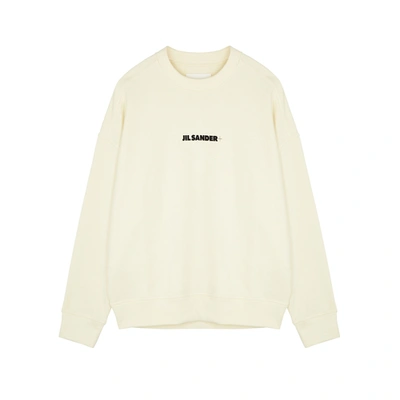 Jil Sander Crew-neck Sweatshirt With Logo Print In Off White