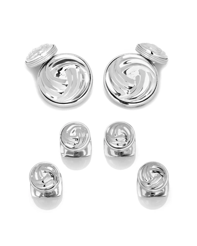 Shop Cufflinks, Inc Modern Knot Sterling Silver Cuff Links & Stud Set