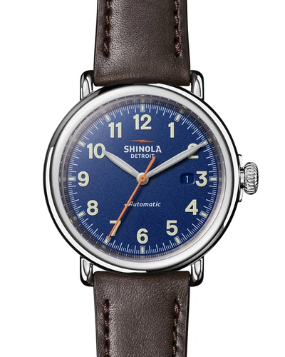 Shop Shinola Unisex 45mm Runwell Automatic 3hd Leather Watch