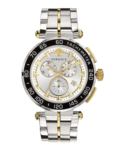 Shop Versace Men's 45mm Greca Chrono Two-tone Bracelet Watch