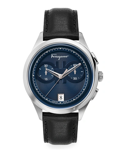 Shop Ferragamo Men's 42mm Vega Gent Chrono Leather Watch