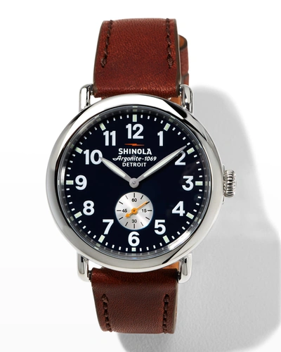 Shop Shinola Men's 41mm Runwell Sub-second Leather Watch