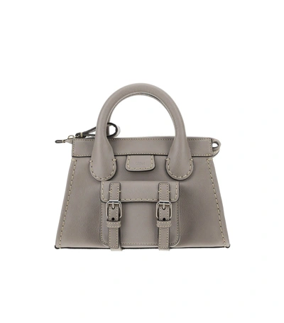 Shop Chloé Edith Mini Tote Bag In Grey