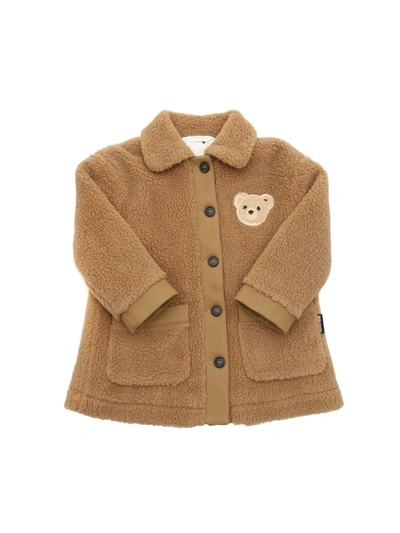Shop Palm Angels Kids Bear Motif Coat In Brown