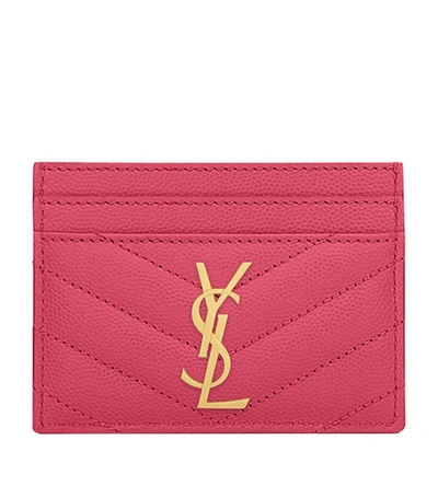 Shop Saint Laurent Monogram Matelassé Joan Card Holder In Pink