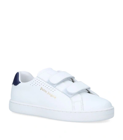 Shop Palm Angels Leather Tennis Sneakers In White