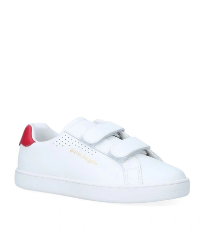 Shop Palm Angels Leather Tennis Sneakers In White