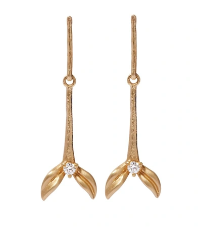 Shop Annoushka Yellow Gold And Diamond Tulip Drop Earrings