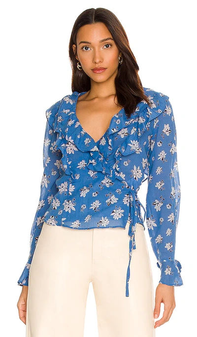 Shop Free People Amanda Ruffle Top In Blue