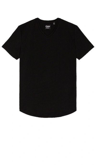 Shop Cuts V-neck Curve Hem T-shirt In Black