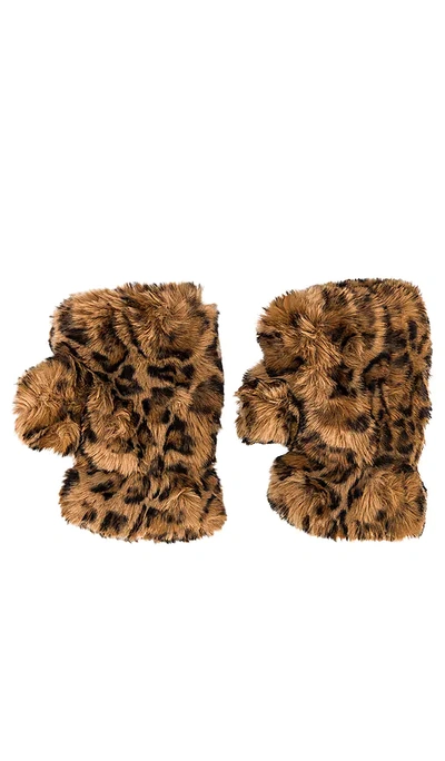 Apparis Ariel Faux Fur Fingerless Gloves In Brown