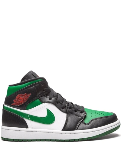 Shop Jordan Air  1 Mid "green Toe" Sneakers In Black